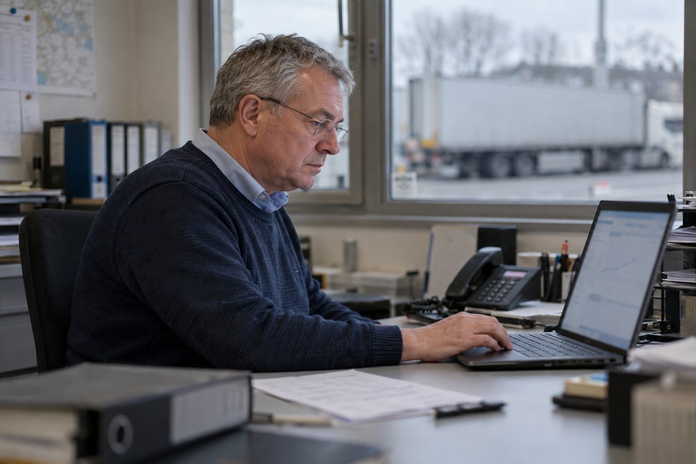 Testnutzer Thomas K. an seinem Arbeitsplatz